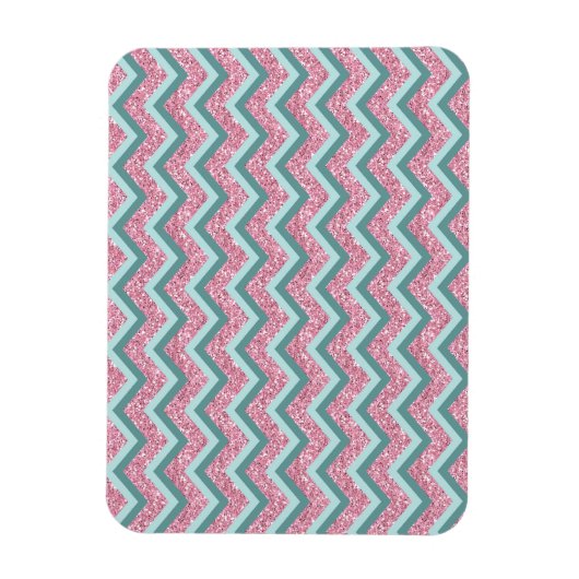 Roze Glitter ZigZag Patroon Magneet (Verticaal)