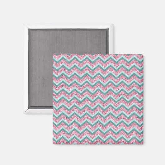 Roze Glitter ZigZag Patroon Magneet (Voorkant / Achterkant)