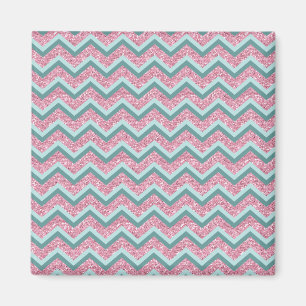 Roze Glitter ZigZag Patroon Magneet