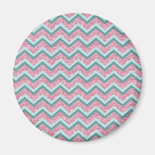 Roze Glitter ZigZag Patroon Magneet