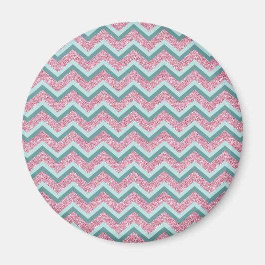 Roze Glitter ZigZag Patroon Magneet (Voorkant)