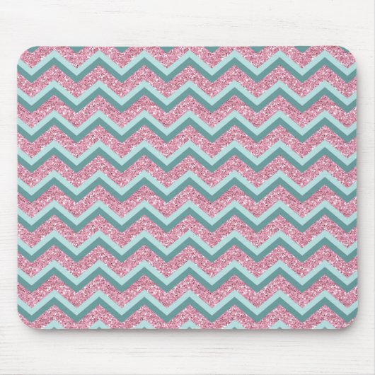 Roze Glitter ZigZag Patroon Muismat (Voorkant)