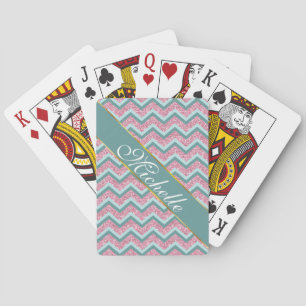 Roze Glitter ZigZag Patroon Pokerkaarten