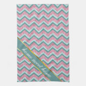 Roze Glitter ZigZag Patroon Theedoek (Verticaal)