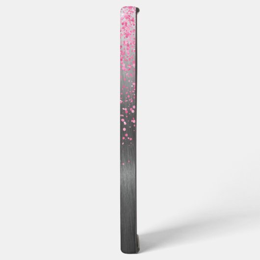 Roze Glitter Zilver Metaal Gepersonaliseerde Glam Samsung Galaxy Hoesje (Linkerkant)