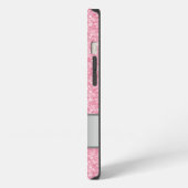 Roze Glitter Zilveren Gradiënt Accenten Monogram iPhone Hoesje (Linkerkant)