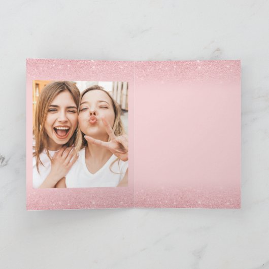 Roze glitter zoet 16-jarig 11 fotocollage kaart (Binnen)