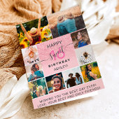 Roze glitter zoet 16-jarig 11 fotocollage kaart