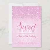 Roze glitter, zoete 16 uitnodigingen (Voorkant)