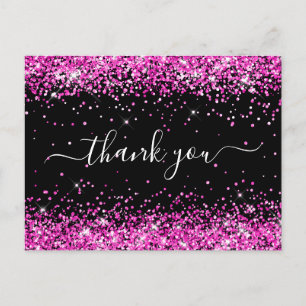 Roze Glitter Zwart 40e Verjaardag Bedankt Briefkaart