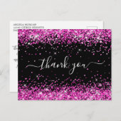 Roze Glitter Zwart 40e Verjaardag Bedankt Briefkaart (Voorkant / Achterkant)