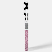 Roze Glitter Zwart en Wit Stippen Monogram Case-Mate iPhone Case (Achterkant / Links)