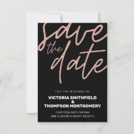 Roze Glitter Zwart Trendy Elegant Huwelijk Save The Date