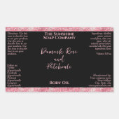 Roze glitter & zwarte cosmetica fles label (Voorkant)