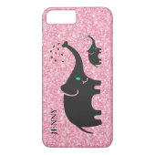 Roze Glitter Zwarte Olifanten Case-Mate iPhone Case (Achterkant)
