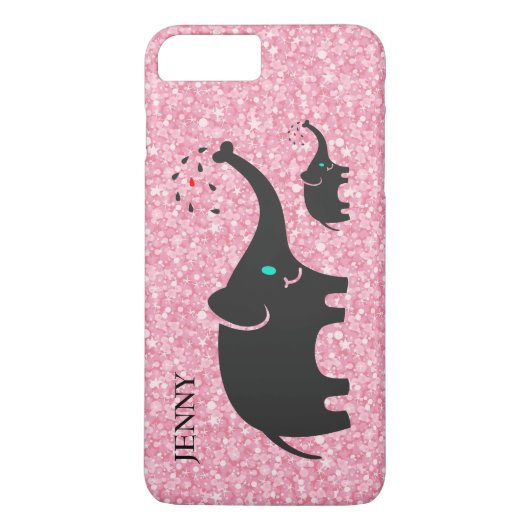 Roze Glitter Zwarte Olifanten Case-Mate iPhone Case (Achterkant)