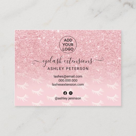 Roze Glitter zweeft nasleep illustraties Visitekaartje (Achterkant)