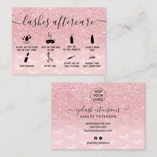 Roze Glitter zweeft nasleep illustraties Visitekaartje (Voorkant / Achterkant)