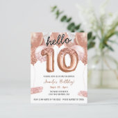 Roze Glitterballonnen 10e verjaardagsfeestje (Staand voorkant)