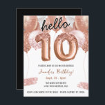 Roze Glitterballonnen 10e verjaardagsfeestje<br><div class="desc">Elegant faux zilver en roze glitterballonnen op de bovenste rand. Alle tekst kan worden aangepast en kan eenvoudig worden gewijzigd voor uw eigen wensen. Grote elegant bespaart het ontwerp van de sjabloon van de verjaardagsfeestdag. Elk jaar kan de leeftijd worden gewijzigd</div>