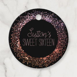 Roze glittercirkel bedankjes labels