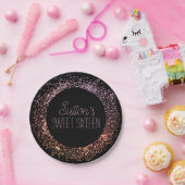 Roze glittercirkel papieren bordje (Feest)