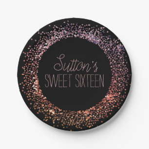Roze glittercirkel papieren bordje