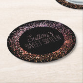 Roze glittercirkel ronde kartonnen onderzetter (Gebogen)