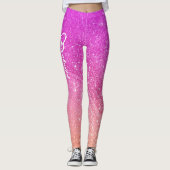 Roze Glitterde Geliefde Typografie Leggins Leggings (Voorkant)
