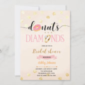 Roze glitterdonuts en diamantuitnodiging kaart (Voorkant)