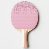 Roze glitterdrip spartelend monogram patroon tafeltennisbatje (Achterkant)