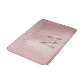Roze Glitterdruppels Monogram Chic Script Badmat (Gekanteld)