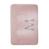 Roze Glitterdruppels Monogram Chic Script Badmat (Voorkant Verticaal)
