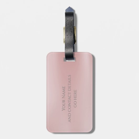 Roze Glitterdruppels Monogram Elegant Meisjesachti Bagagelabel (Achterkant verticaal)