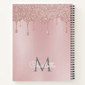 Roze Glitterdruppels Monogram Elegant Meisjesachti Notitieboek (Achterkant)