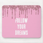 Roze glitterdruppels muismat (Voorkant)