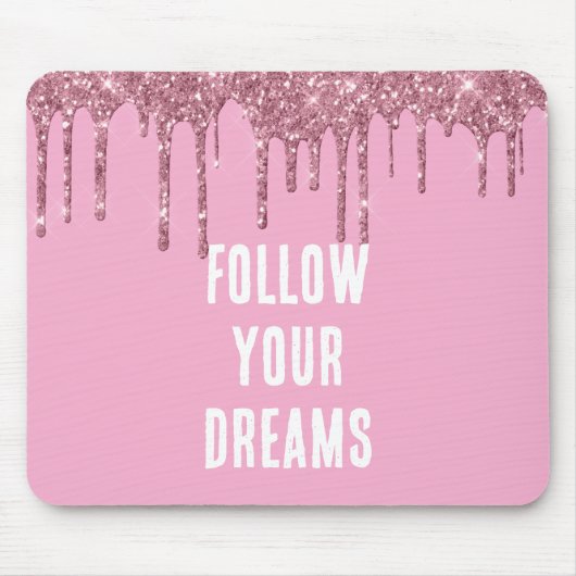 Roze glitterdruppels muismat (Voorkant)