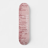Roze glitterdruppels persoonlijk skateboard (Voorkant)