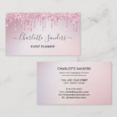 Roze glitterdruppelverf visitekaartje (Voorkant / Achterkant)