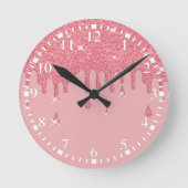 Roze glittereffect op het spoor ronde klok (Voorkant)