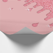 Roze glittereffect & spaarpjes cadeaupapier (Hoek)