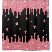 Roze glittereffect & spaarpjes douchegordijn (Voorkant)