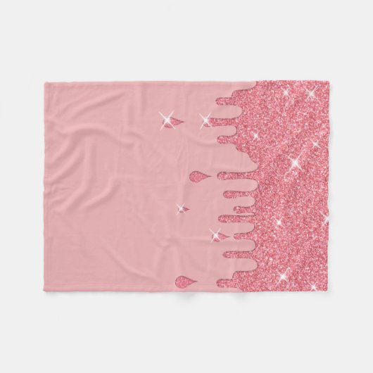 Roze glittereffect & spaarpjes fleece deken (Voorkant (Horizontaal))