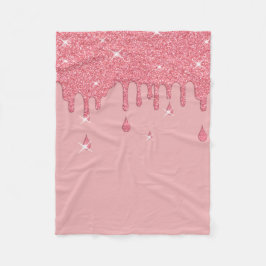 Roze glittereffect & spaarpjes fleece deken