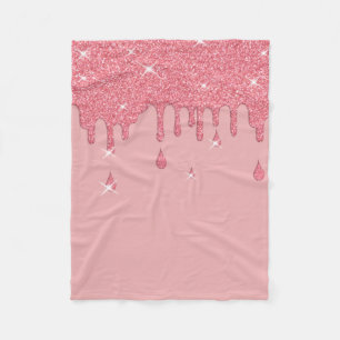 Roze glittereffect & spaarpjes fleece deken