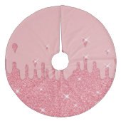 Roze glittereffect & spaarpjes fleece kerstboom rok (Voorkant)