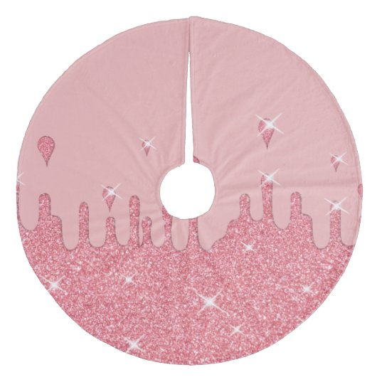 Roze glittereffect & spaarpjes fleece kerstboom rok (Voorkant)