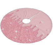 Roze glittereffect & spaarpjes fleece kerstboom rok (Gekanteld)
