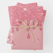 Roze glittereffect & spaarpjes inpakpapier vel (In situ)