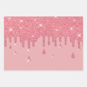 Roze glittereffect & spaarpjes inpakpapier vel (Voorkant)
